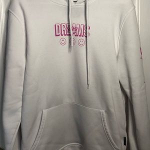 oversized white “dreams” hoodie